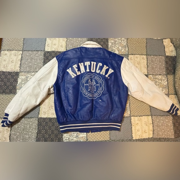 Vintage University of Kentucky leather Jacket Blue and White Varsity Jacket